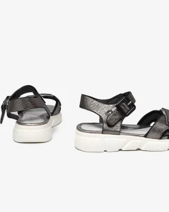 Dziewczęce^Royalfashion owe błyszczące sandały dziewczęce Jenilo grafit