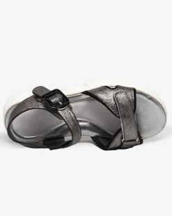 Dziewczęce^Royalfashion owe błyszczące sandały dziewczęce Jenilo grafit