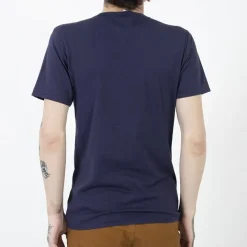 Bluzki^Royalfashion Granatowa bawełniana koszulka męska z printem Granatowy