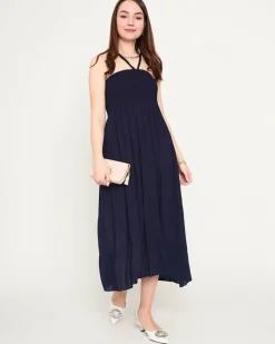 Sukienki Letnie|Sukienki Długie^Royalfashion Granatowa sukienka midi PLUS SIZE Granatowy