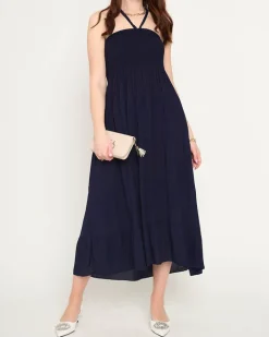 Sukienki Letnie|Sukienki Długie^Royalfashion Granatowa sukienka midi PLUS SIZE Granatowy