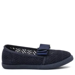 Dziewczęce^Royalfashion Granatowe dziewczęce tenisówki typu slip on Tabbi Ecru