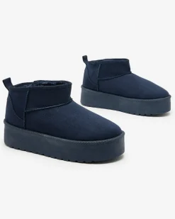 Śniegowce^Royalfashion Granatowe krótkie damskie buty a'la śniegowce Teritsi