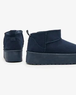 Śniegowce^Royalfashion Granatowe krótkie damskie buty a'la śniegowce Teritsi