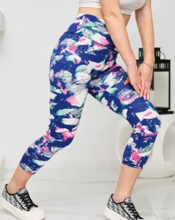 Spodenki 3/4|Krótkie Spodenki^Royalfashion Granatowe wzorzyste damskie legginsy 3/4 Granatowy