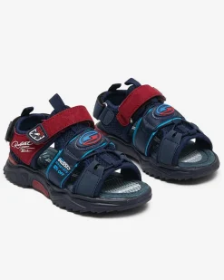 Chłopięce^Royalfashion Granatowo-bordowe chłopięce sandały na rzepy Roserro Granatowy