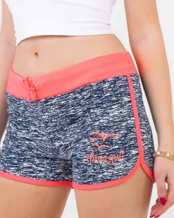 Krótkie Spodenki^Royalfashion Granatowo-fuksjowe neonowe damskie sportowe krótkie spodenki Fuksjowy