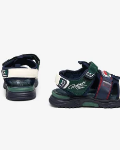 Chłopięce^Royalfashion Granatowo-zielone chłopięce sandały na rzepy Roserro Granatowy