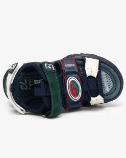 Chłopięce^Royalfashion Granatowo-zielone chłopięce sandały na rzepy Roserro Granatowy