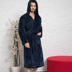 Szlafroki^Royalfashion Granatowy szlafrok męski