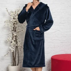 Szlafroki^Royalfashion Granatowy szlafrok męski