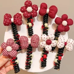 Dziewczęce|Akcesoria Do Włosów^Royalfashion Gumka do włosów sprężynka z kwiatuszkiem Blossom Coil Bordowy