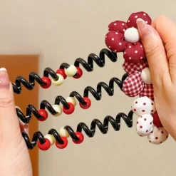 Dziewczęce|Akcesoria Do Włosów^Royalfashion Gumka do włosów sprężynka z kwiatuszkiem Blossom Coil Bordowy