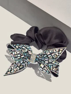 Akcesoria Do Włosów^Royalfashion Gumka do włosów z ozdobną kokardką Bellisse srebrny