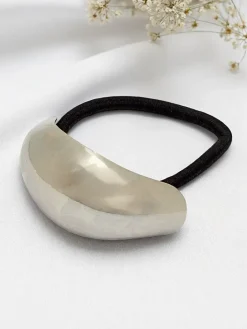Akcesoria Do Włosów^Royalfashion Gumka do włosów z półokrągłą ozdobą Halfmoon Twist srebrny