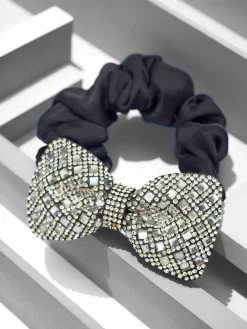 Akcesoria Do Włosów^Royalfashion Gumka do włosów z ozdobną kokardką Bellissa czarny