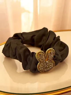 Akcesoria Do Włosów^Royalfashion Gumka do włosów z ozdobnym króliczkiem Satin Bunny brązowy