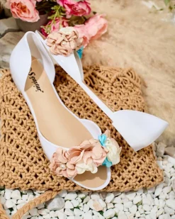 Buty Na Wielkie Wyjście|Baleriny Klasyczne^Royalfashion Gumowe baleriny z kwiatem Koddies biały