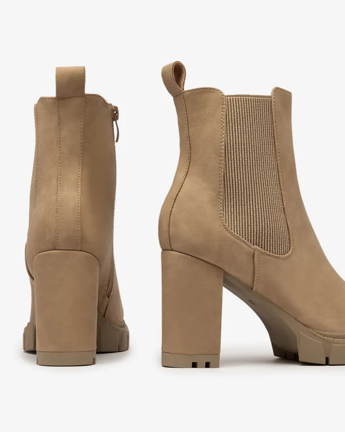 Botki Na Słupku|Botki Z Delikatnym Ociepleniem^Royalfashion Jasnobrązowe damskie botki na wysokim obcasie Seihay jasny brązowy