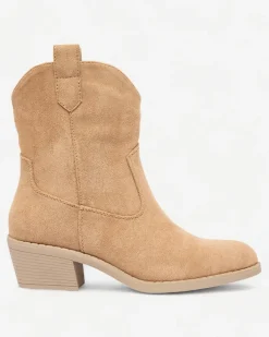 Botki Z Grubym Ociepleniem|Kowbojki^Royalfashion Jasnobrązowe damskie ocieplane botki typu kowbojki Bronco jasny brązowy