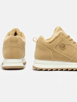 Ocieplane|Sneakersy^Royalfashion Jasnobrązowe buty sportowe damskie z ociepleniem Lahho jasny brązowy