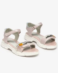 Dziewczęce^Royalfashion Jasnoróżowe błyszczące sandałki dziewczęce Lorij różowy