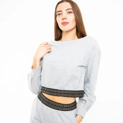 Bluzy^Royalfashion Jasnoszara damska bluza cropped Jasny szary