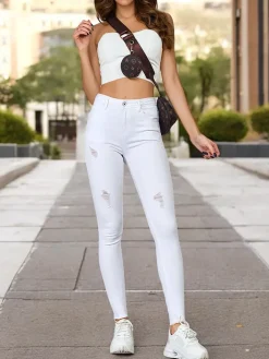 Jeansy^Royalfashion Jeansy damskie typu rurki