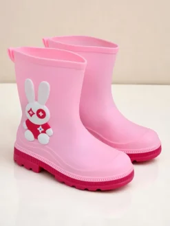 Dziewczęce^Royalfashion Kalosze dziecięce z króliczkiem Bunny Splash różowy
