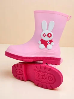 Dziewczęce^Royalfashion Kalosze dziecięce z króliczkiem Bunny Splash różowy