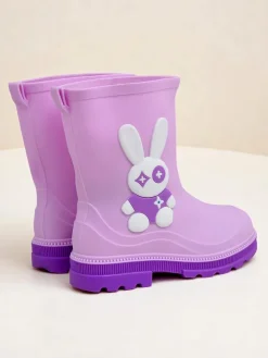 Dziewczęce^Royalfashion Kalosze dziecięce z króliczkiem Bunny Splash fioletowy