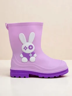 Dziewczęce^Royalfashion Kalosze dziecięce z króliczkiem Bunny Splash fioletowy
