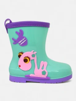 Chłopięce|Dziewczęce^Royalfashion Kalosze dziecięce z naszywkami Funny Time mięta