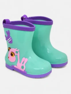 Chłopięce|Dziewczęce^Royalfashion Kalosze dziecięce z naszywkami Funny Time mięta