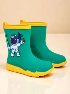 Chłopięce^Royalfashion Kalosze dziecięce z kosmonautą Cosmos Boy zielony