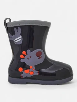 Chłopięce|Dziewczęce^Royalfashion Kalosze dziecięce z naszywkami Funny Time czarny
