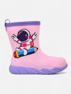 Dziewczęce^Royalfashion Kalosze dziecięce z kosmonautą Cosmos różowy