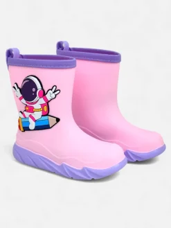 Dziewczęce^Royalfashion Kalosze dziecięce z kosmonautą Cosmos różowy