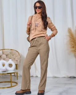 Spodnie Materiałowe^Royalfashion damskie sztruksowe spodnie materiałowe khaki