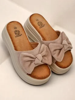 Klapki Na Obcasie^Royalfashion Klapki damskie na platformie Givan jasny brązowy