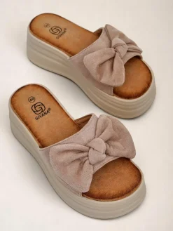 Klapki Na Obcasie^Royalfashion Klapki damskie na platformie Givan jasny brązowy