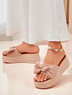 Klapki Na Obcasie^Royalfashion Klapki damskie na platformie Givan jasny brązowy