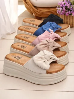 Klapki Na Obcasie^Royalfashion Klapki damskie na platformie Givan jasny brązowy