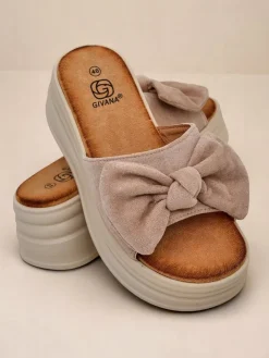 Klapki Na Obcasie^Royalfashion Klapki damskie na platformie Givan jasny brązowy