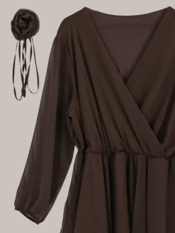 Sukienki Na Imprezę|Sukienki Krótkie^Royalfashion Klasyczna damska sukienka do kolana Ciemnobrązowy