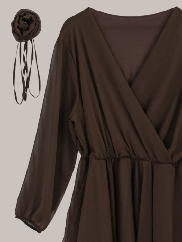 Sukienki Na Imprezę|Sukienki Krótkie^Royalfashion Klasyczna damska sukienka do kolana Ciemnobrązowy