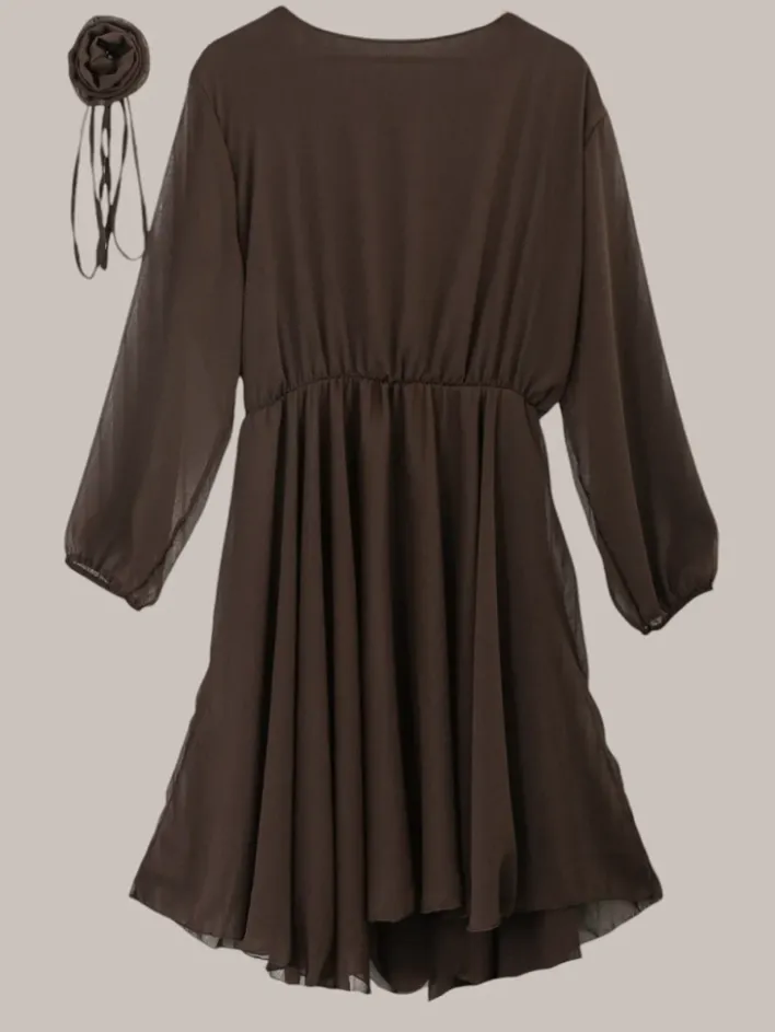 Sukienki Na Imprezę|Sukienki Krótkie^Royalfashion Klasyczna damska sukienka do kolana Ciemnobrązowy