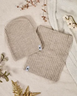 Czapki|Czapki I Kapelusze^Royalfashion Komplet zimowy uniwersalny- czapka typu beanie z kominem beżowy