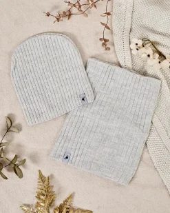 Czapki|Czapki I Kapelusze^Royalfashion Komplet zimowy uniwersalny- czapka typu beanie z kominem Jasny szary