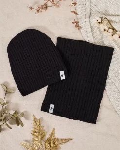 Czapki|Czapki I Kapelusze^Royalfashion Komplet zimowy uniwersalny- czapka typu beanie z kominem czarny